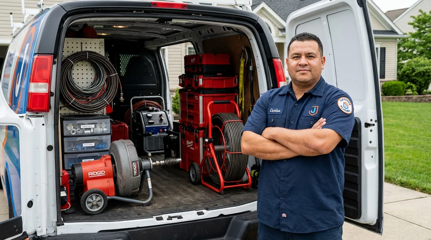 Professional drain cleaning equipment and Johns Plumbing LLC plumber in Shasta Lake
