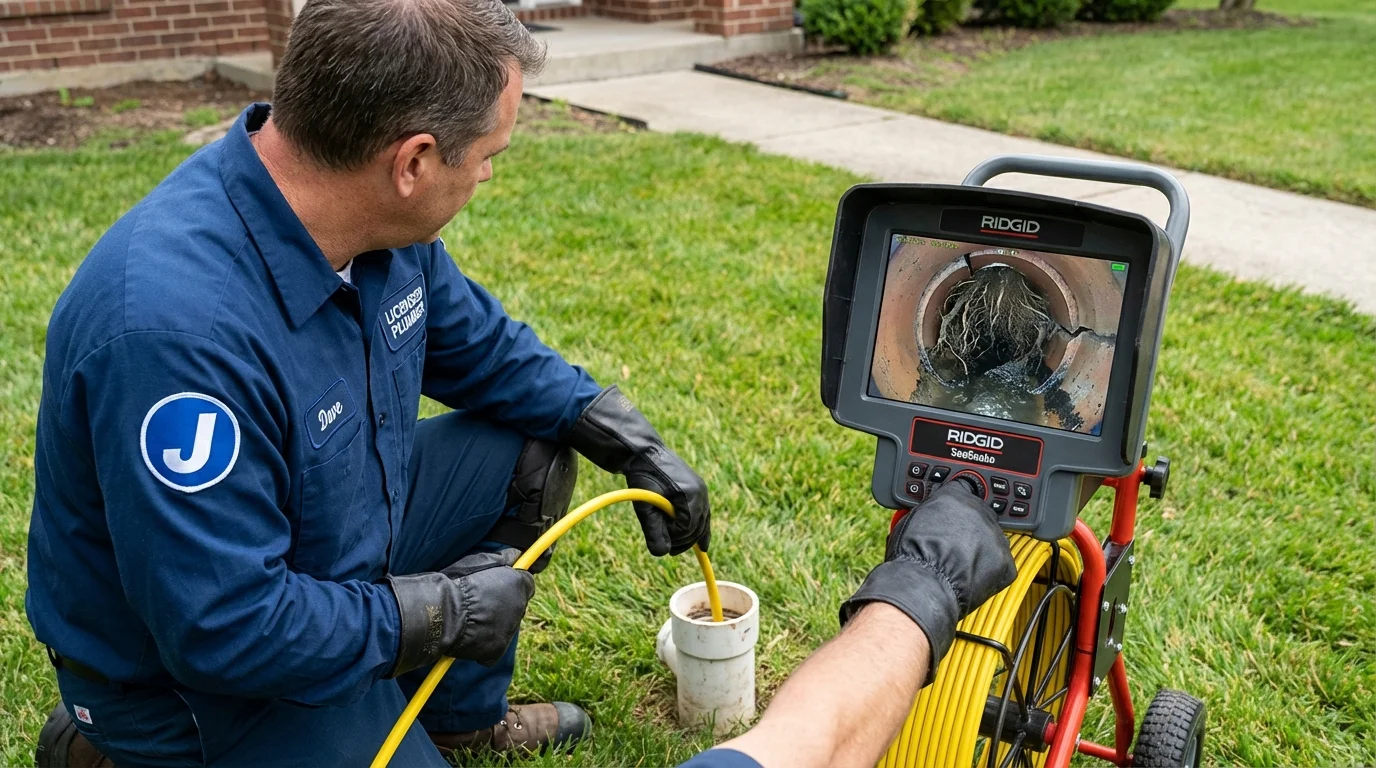 Sewer camera inspection being performed by Johns Plumbing LLC in Shasta Lake
