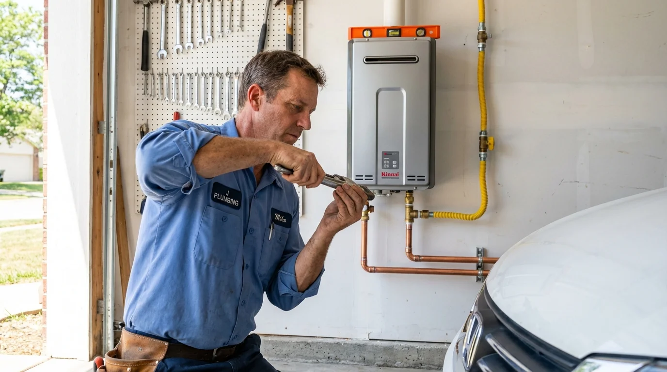 Tankless water heater installation by a Johns Plumbing LLC plumber in Shasta Lake