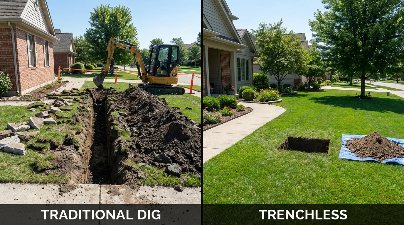 Trenchless sewer repair with minimal yard damage versus traditional excavation in Shasta Lake, CA